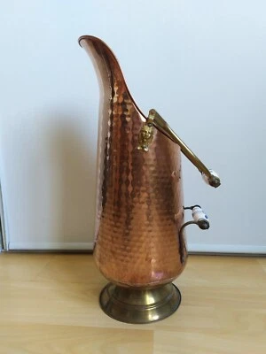 Seau à charbon ancien en cuivre et laiton - Photo 1/4