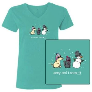 Teddy the Dog T-Shirt Sexy and I Snow It Damen V-Ausschnitt Tee Ltd Ed Tilly the Cat - Bild 1 von 5