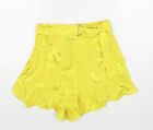 River Island Womens Yellow Floral Viscose Basic Shorts Size 6 Regular Pull On