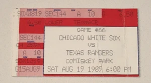 8/19/89 Rangers White Sox MLB Ticket Stub Bobby Witt Win #37 Fisk Comiskey Park - Picture 1 of 2