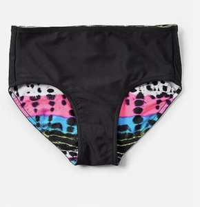 Nwt Justice Girls Black & Tie Dye Reversible Bikini Bottoms Size 7 Bold& Bright - Picture 1 of 6