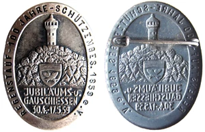 Blechabzeichen 100 Jahre Jubiläum u. Gauschiessen Regenstauf 30.4.-17.5.59 - Bild 1 von 4