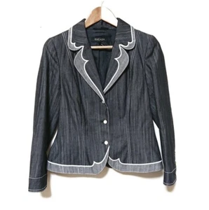 Echte ESCADA schwarz grau weiß Damen Jacke Luxus Knöpfe Gr. 40 verzierte Details - Bild 1 von 13