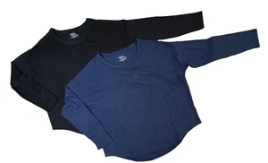 Time & Tru schwarz & marine leichter pulloverähnlicher Stoff LS Shirts (2) Gr. Large - Bild 1 von 11