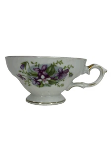 Tea Cup With Violets Bone China - Picture 1 of 9