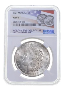 MS64 1921 Morgan Silver Dollar NGC 100th Aniv 2021 Label Philadelphia *2361 - Picture 1 of 5