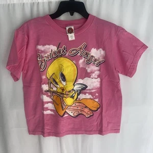 Vintage 90s Looney Tunes Tweety Bird Sweet Angel Pink T Shirt Youth XL 14-16 - Picture 1 of 3