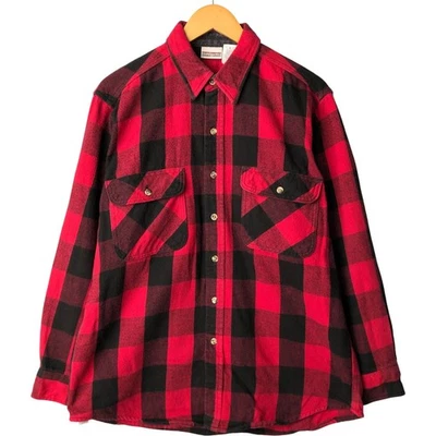 Used FIELD and STREAM buffalo check long-sleeved flannel shirt size L men's - Image 1 of 4