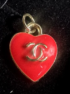 Chanel Red Heart Button charm /zip pull / pendant? versatile stamped Gorgeous - Picture 1 of 21