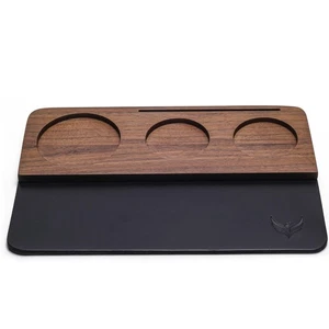 Alfombrilla de apisonamiento espresso 58 mm para estación de manipulación de cuero de madera de nogal con... - Imagen 1 de 7