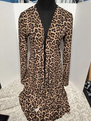 Michael Kors Dress Women Leopard Cheetah Wrap Midi Stretch Comfort Size M - Image 1 of 3