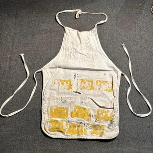 VTG Unbranded Painters BIB CLOTH Nail Apron Carpenters Apron Paint Smock - Picture 1 of 13