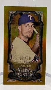 2024 Topps Allen & Ginter Evan Carter Gold Chrome Refractor Mini /50 RC Rangers - Picture 1 of 2