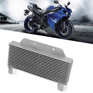 ΔSilver Aluminum Alloy Engine Oil Cooler Radiator 15 Rows Universal Motorcycle - Picture 1 of 9