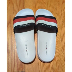 tommy hilfiger slides white/red/blue stripes 7m - Picture 1 of 5
