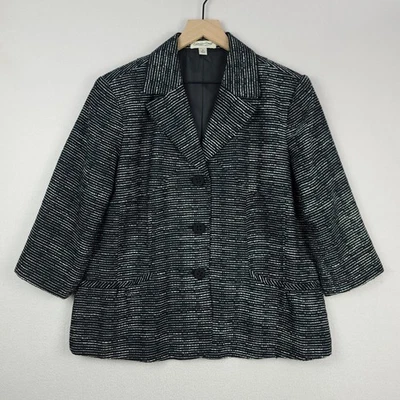 Blazer Coldwater Creek para mujer 1X negro blanco tejido a rayas bolsillos forrados Foto 1 de 4
