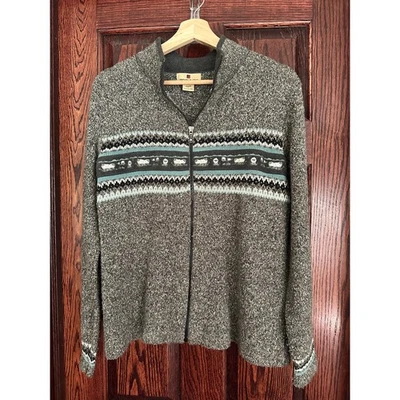 Cárdigan suéter Woolrich cremallera completa para mujer L algodón acrílico gris jaspeado Y2K Foto 1 de 4
