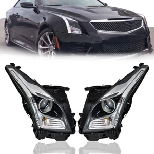 For Cadillac ATS 2013-2018 Left+Right Side Projector Headlight Assembly Halogen - Picture 1 of 12