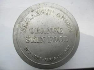 VINTAGE NEW YORK-PARIS-LONDON ELIZABETH ARDEN ORANGE SKIN FOOD CREAM ALLOY TIN - Picture 1 of 7