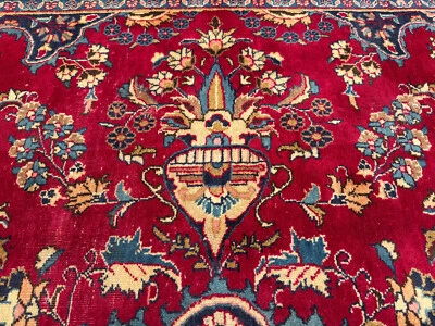 10x13 VINTAGE RUG RED ANTIQUE HANDKNOTTED BLUE traditional handmade oriental big - Image 1 of 4