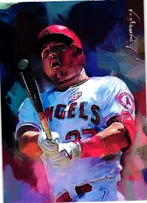 Tarjeta impresa Mike Trout 2021 auténtica firmada por artista edición limitada 32 de 50 Foto 1 de 4