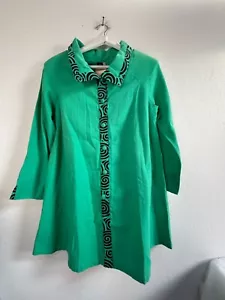 Cupcake International Womens Swing Coat Jacket Medium 3/4 Sleeve Green Black New - Picture 1 of 11