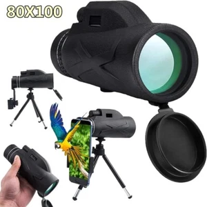  HD 80x100 Telescope Monocular with Djustable & Smartphone Holder & Tripoh - Picture 1 of 8