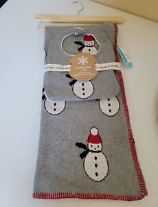 100% Cotton Bib And Blanket Set With Snowman New On Hanger With Tags