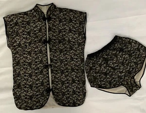 Vintage 60s GLYDONS Hollywood USA Black Lace Camisole Panties Set Small - Picture 1 of 10