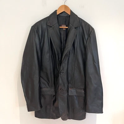 Danier Hombres Negro Forrado Suave Cuero Genuino Traje Deportivo Blazer Chaqueta Talla M Foto 1 de 3