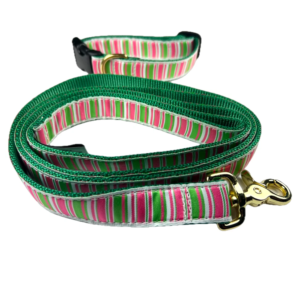 Combo de correa para collar de perro Up Country Candy Stripes. Cuello MED con correa de 6 pies 12"-18" Foto 1 de 1