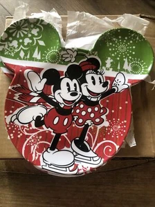 ZAK! Mickey and Minnie ice skating plates set of 4 Colorful Mickey Mouse Face - Picture 1 of 2