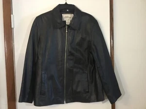 Modern Essentials Women’s Black Lined Genuine Leather Jacket Size XL - Picture 1 of 4