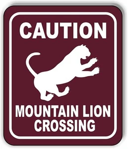 PRECAUCIÓN MOUNTAIN LION CROSSING TRAIL Metal Aluminio Letrero compuesto - Imagen 1 de 5