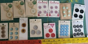 56  assorted plastic sew through buttons original cards some pearlized colors - Picture 1 of 7
