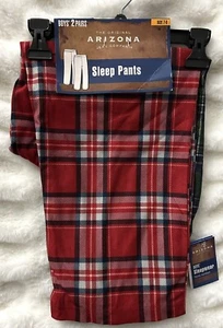 NWT Arizona Jean Co 2 Pairs of Sleep Pants Red Green Plaid Boys Size 7 8 New - Picture 1 of 7