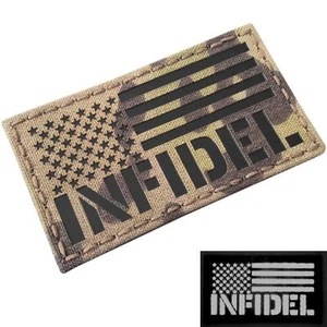 IR USA flag Infidel multicam infrared morale tactical hook patch - Picture 1 of 7