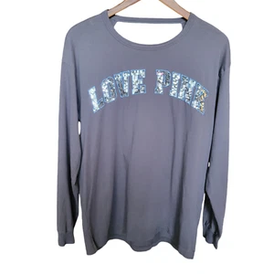 PINK by Victoria's Secret Longsleeve Sequin Shirt Womens Large Gray Low Cut Back - Bild 1 von 11
