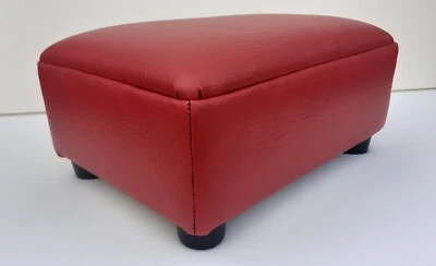 Footstool / Pouffe / Small Stool  /Red Textured Faux Leather. - Image 1 of 4