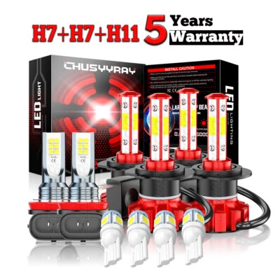 For Land Rover LR3 2005-2009 6000K LED Headlight High&Low + Fog Light Bulbs Kit - Image 1 of 4