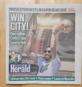 Jayson Tatum Boston Celtics Championship Boat Parade Boston Herald Newspaper - Picture 1 of 7