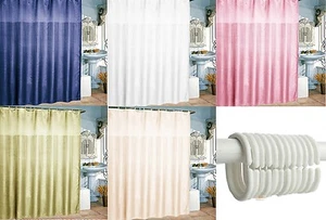 72" x 72" Wasserdicht Seide ~ y Stoff Duschvorhang Streifen Solide Öse 12 Ringe - Bild 1 von 16