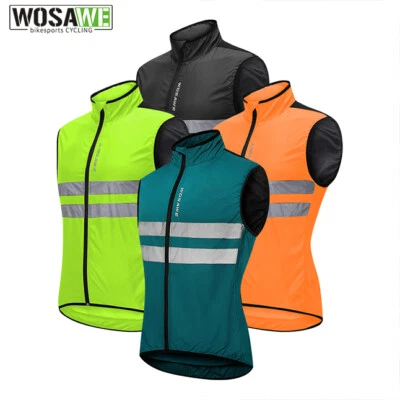 Chaleco de bicicleta a prueba de viento WOSAWE reflectante sin mangas abrigo de bicicleta Sports Tops