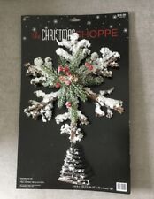 The Christmas Shoppe Rustic Sparkling Snow Covered Twigs Star Tree Topper New
