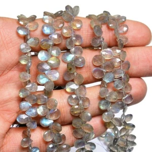 Natural Blue Labradorite Pear Faceted Gemstone Loose Beads 8" Strand For Jewelry - Picture 1 of 10