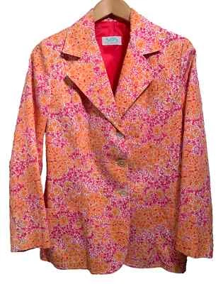 Vintage LILLY PULITZER Women's Jacket/Blazer - Pink + Orange - Sz 12 Pristine - Image 1 of 4