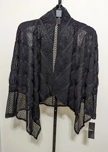 Calessa Damen Plus schwarz Spitze drapiert offen Cardigan Topper Größe 2X - Bild 1 von 10