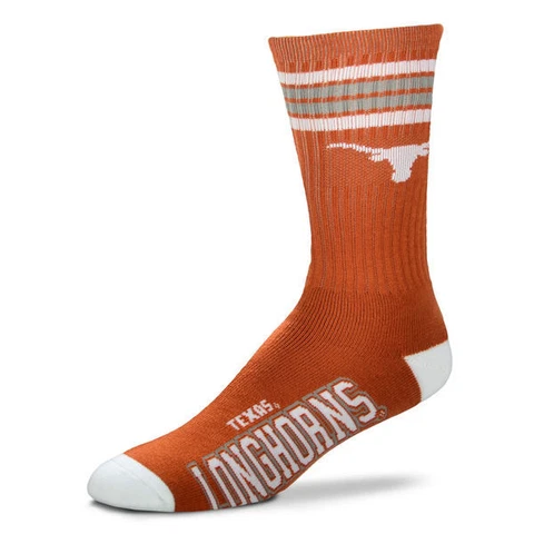 Texas Longhorns Crew Socks Large Size 10 to 13 4 Stripe Cover