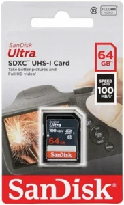 SanDisk 64GB SDHC SD Card Ultra Class10 UHS-I Memory card Full HD 100MB/s-UK - Picture 1 of 3
