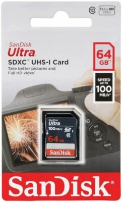 SanDisk 64GB SDHC SD Karte Ultra Class10 UHS - I Speicherkarte Full HD 100MB/S - Bild 1 von 3